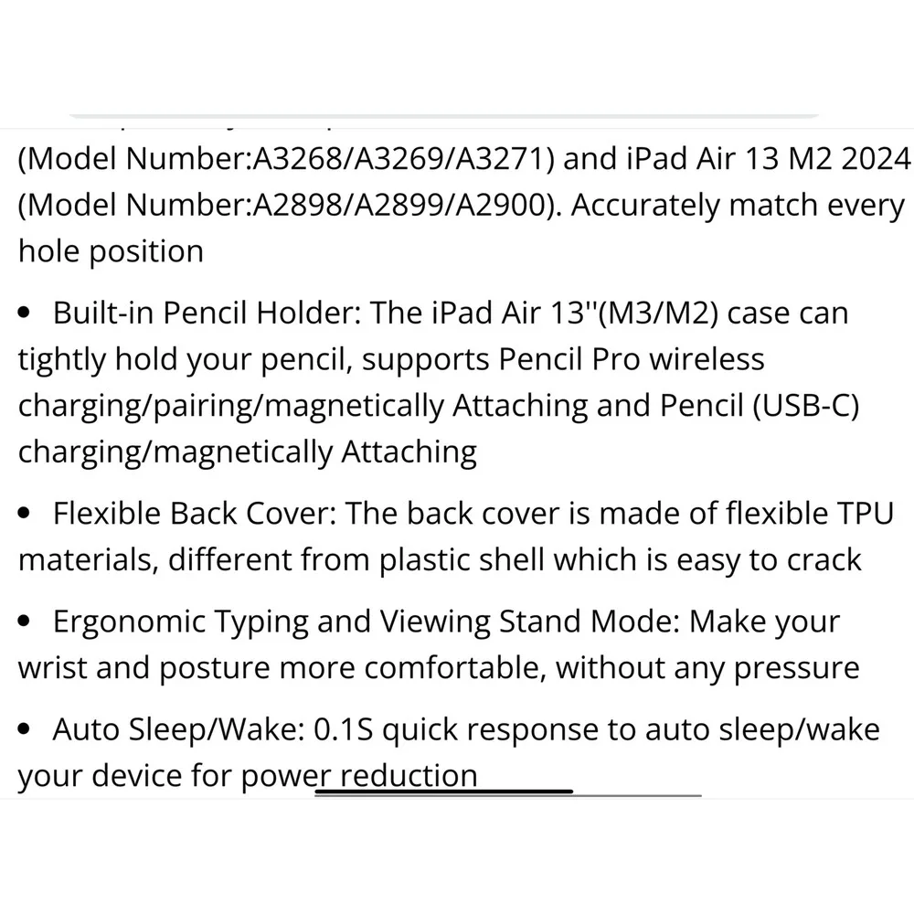 Antbox Black leather Case iPad Air 13 Inch M3 M2 Pencil Holder Auto Sleep‎ Wake